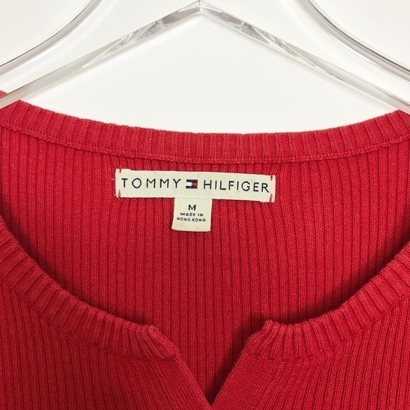 Tommy Hilfiger red ribbed pullover/logo front M - Picture 4 of 8